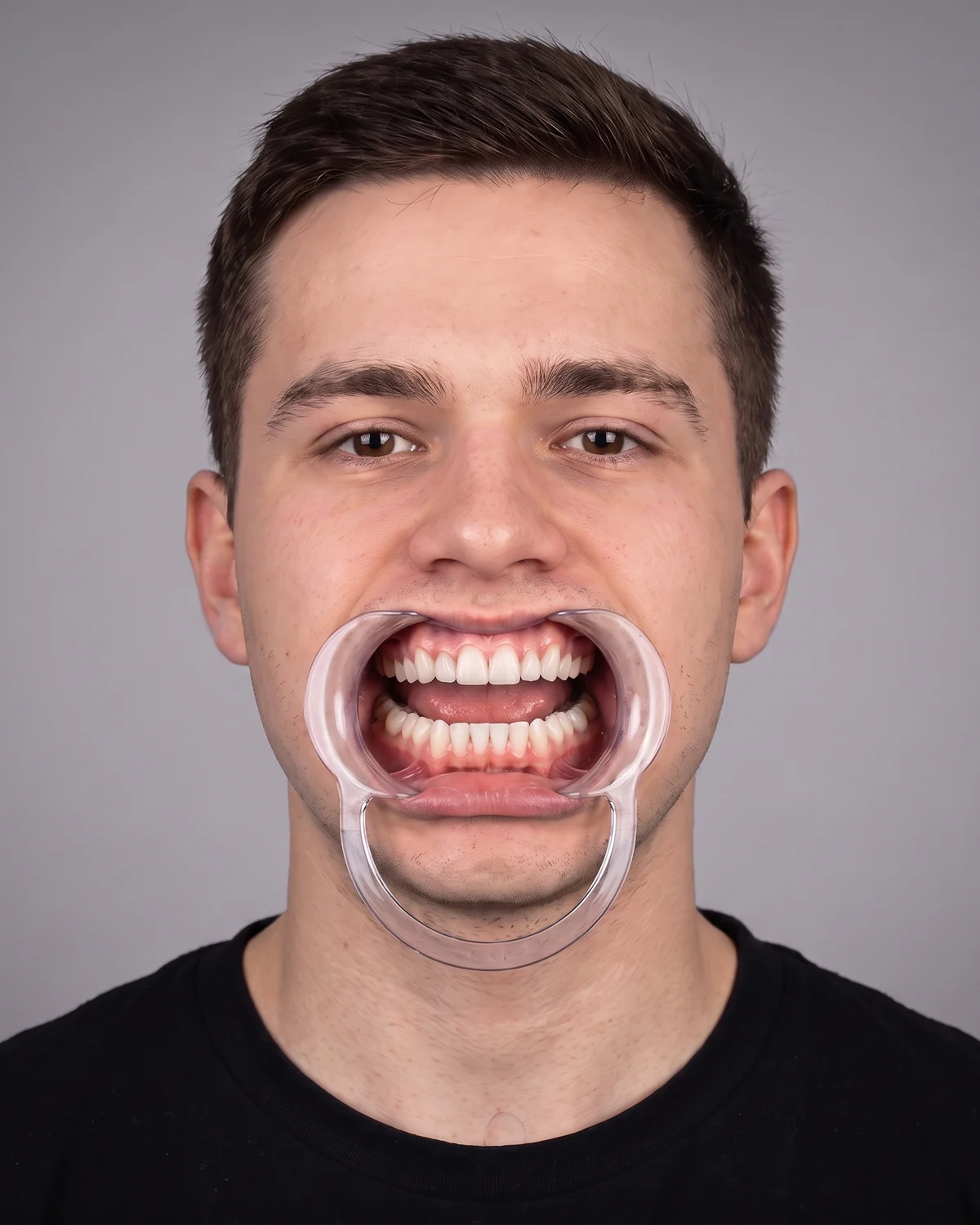 The same patient's AI smile mockup — aligned and shade-corrected